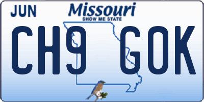 MO license plate CH9G0K