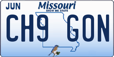 MO license plate CH9G0N