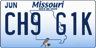 MO license plate CH9G1K