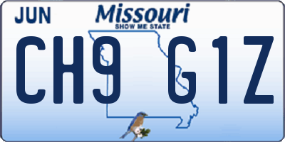 MO license plate CH9G1Z