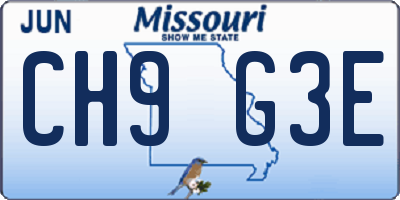 MO license plate CH9G3E