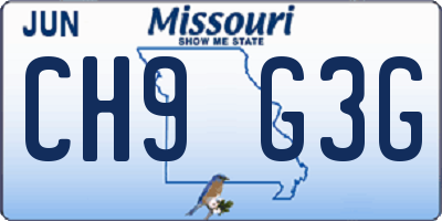 MO license plate CH9G3G