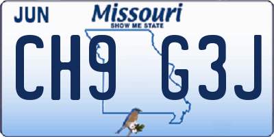 MO license plate CH9G3J