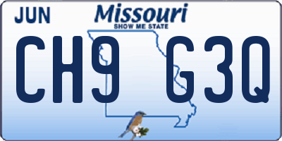 MO license plate CH9G3Q