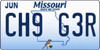 MO license plate CH9G3R