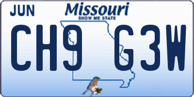 MO license plate CH9G3W