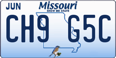MO license plate CH9G5C