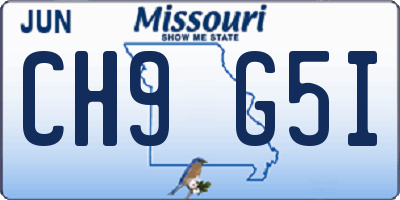 MO license plate CH9G5I