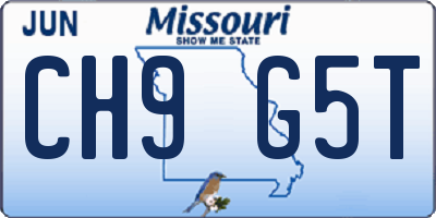 MO license plate CH9G5T