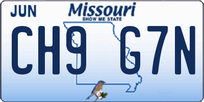 MO license plate CH9G7N
