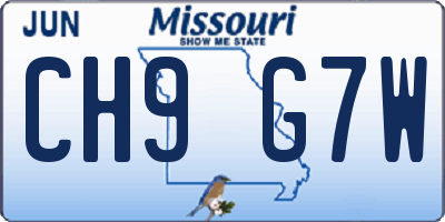 MO license plate CH9G7W