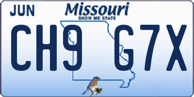 MO license plate CH9G7X