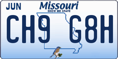 MO license plate CH9G8H