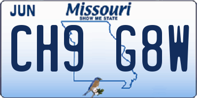 MO license plate CH9G8W