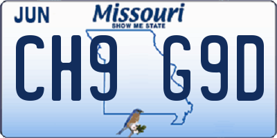 MO license plate CH9G9D