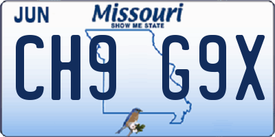 MO license plate CH9G9X