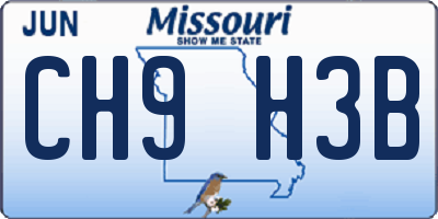 MO license plate CH9H3B