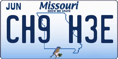 MO license plate CH9H3E