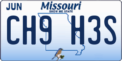MO license plate CH9H3S