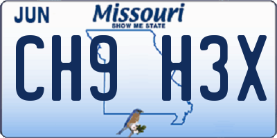 MO license plate CH9H3X
