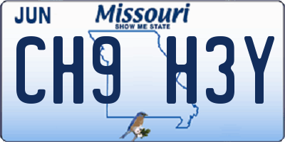 MO license plate CH9H3Y