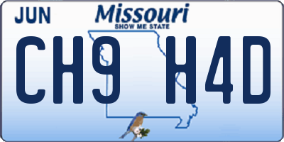 MO license plate CH9H4D