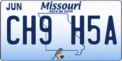 MO license plate CH9H5A