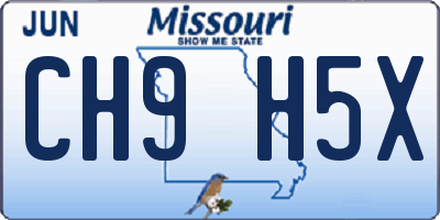 MO license plate CH9H5X
