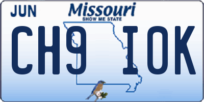 MO license plate CH9I0K