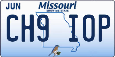 MO license plate CH9I0P