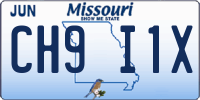 MO license plate CH9I1X