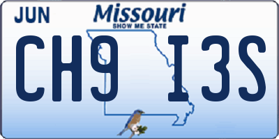 MO license plate CH9I3S