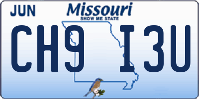 MO license plate CH9I3U
