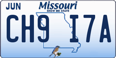 MO license plate CH9I7A