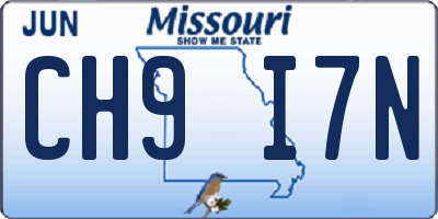 MO license plate CH9I7N