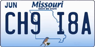 MO license plate CH9I8A