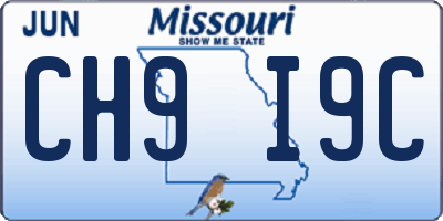 MO license plate CH9I9C