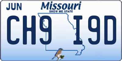 MO license plate CH9I9D