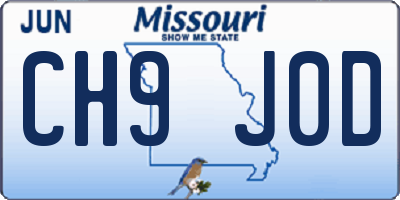 MO license plate CH9J0D