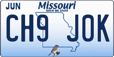 MO license plate CH9J0K