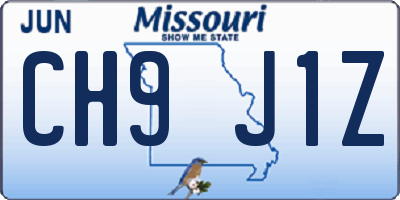 MO license plate CH9J1Z