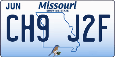 MO license plate CH9J2F