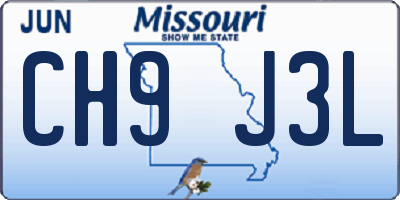 MO license plate CH9J3L