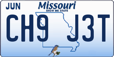 MO license plate CH9J3T