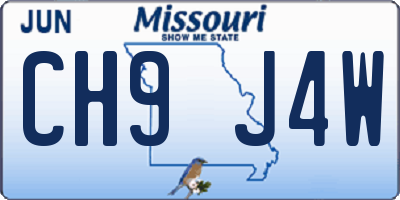 MO license plate CH9J4W