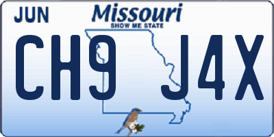 MO license plate CH9J4X