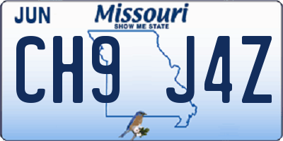 MO license plate CH9J4Z