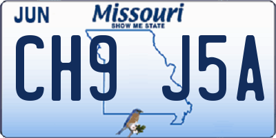 MO license plate CH9J5A