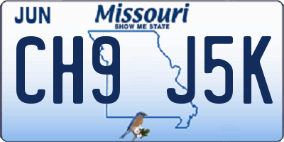 MO license plate CH9J5K