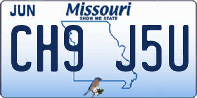 MO license plate CH9J5U
